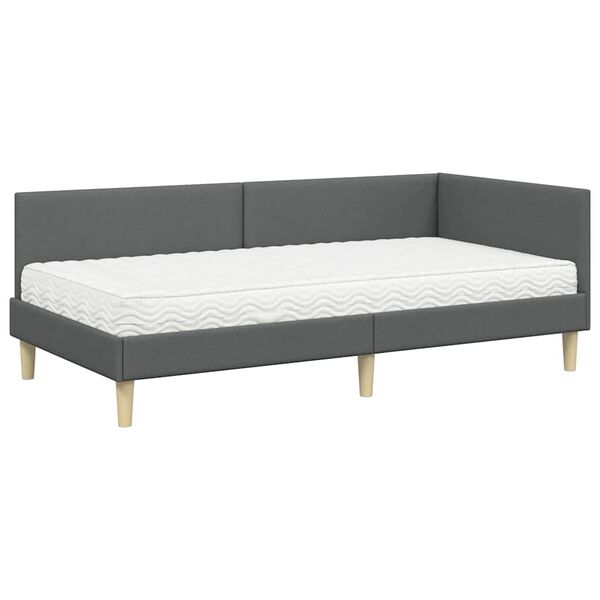 vidaXL Eckbettgestell mit Matratze Sonstiges 2 pcs Grau Stoff