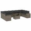 vidaXL 11-tlg. Garten-Sofagarnitur mit Kissen Grau Poly Rattan