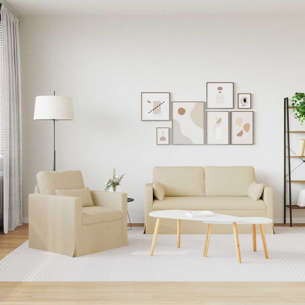 vidaXL Sofa 2 pcs Creme
