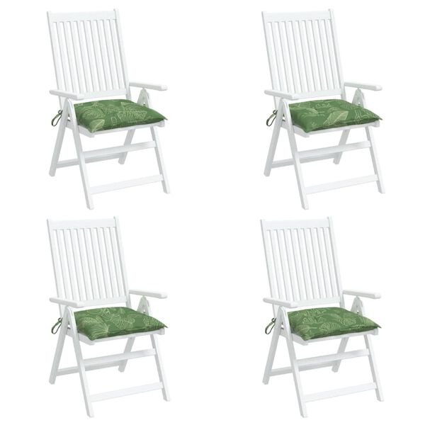 vidaXL Stuhlkissen 4 Stk. Blattmuster 50x50x7 cm Stoff