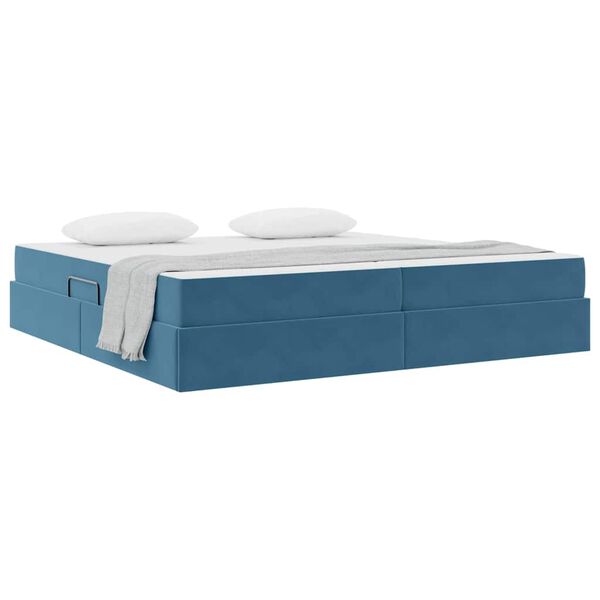 vidaXL Aufbewahrungsbett mit Matratze Dunkelblau 200 x 200 cm Samt