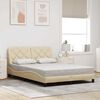 vidaXL Bettgestell mit LED ohne Matratze Creme 140x190 cm Stoff