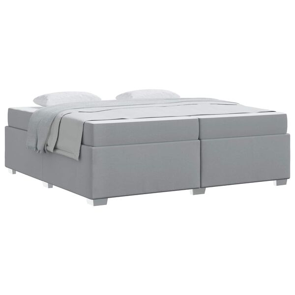 vidaXL Bettrahmen mit Matratze Hellgrau 200 x 200 cm Stoff