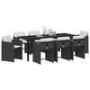 vidaXL Garten Essgruppe 9 pcs Schwarz Poly-Rattan