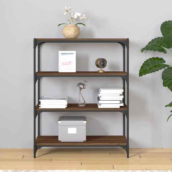 vidaXL B&uuml;cherregal Braun Eichen-Optik 80x33x100 cm Holzwerkstoff Stahl