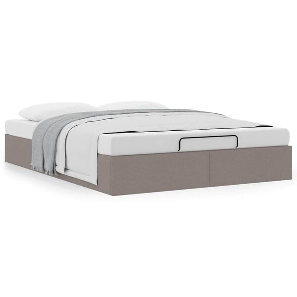 vidaXL Ottoman-Bett ohne Matratze Taupe 140x200 cm Stoff