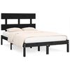 vidaXL Massivholzbett Schwarz 135x190 cm