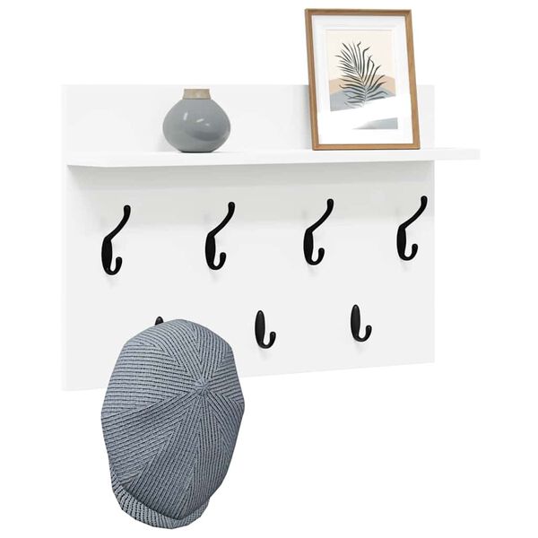 vidaXL Wandmontierter Kleiderständer mit Regal Weiß 60 x 40 x 12 cm
