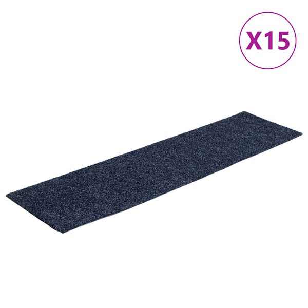 vidaXL Stufenmatten Selbstklebend 15 Stk. 76x20 cm Grau Blau Rechteckig