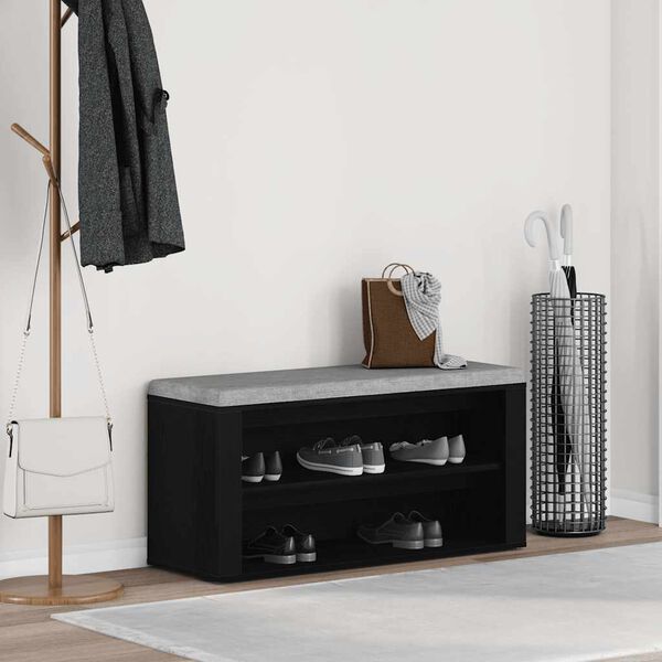 vidaXL Schuhbank Schwarze Eiche 100 x 35 x 45 cm Holzwerkstoff