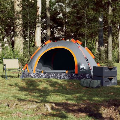 vidaXL Campingzelt 2 Personen Grau und Orange Quick Release