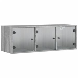 vidaXL Wandschrank mit Glast&uuml;ren Grau Sonoma 102x37x35 cm