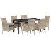 vidaXL Garten Essgruppe mit Kissen 7 pcs Hellgrau Poly-Rattan