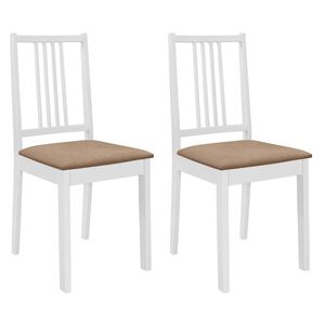 vidaXL Esszimmerst&uuml;hle mit Polstern 2 Stk. Wei&szlig; Massivholz