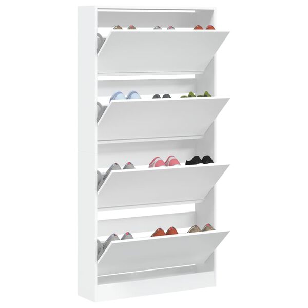 vidaXL Schuhschrank mit 4 Klappen Wei&szlig; 80x21x163,5 cm