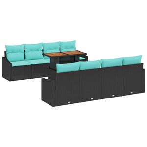 vidaXL Gartensofa-set 9 stk. 8-Sitzanzahl Schwarz und T&uuml;rkis