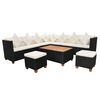 vidaXL 7-tlg. Garten-Lounge-Set mit Auflagen Poly Rattan Schwarz