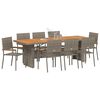 vidaXL Garten Essgruppe 9 pcs Grau Poly-Rattan