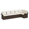 vidaXL Gartensofa-set mit Kissen 6 pcs Braun Poly-Rattan