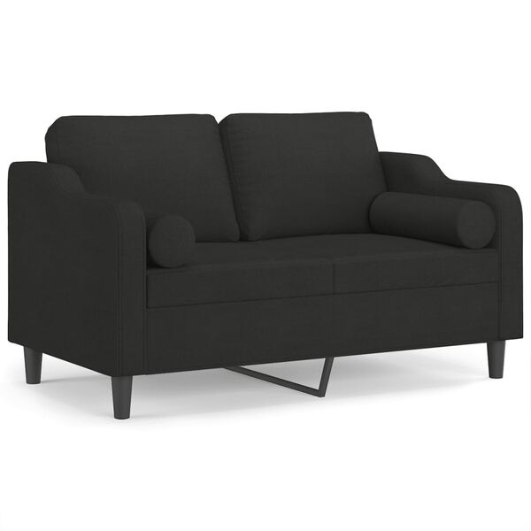 vidaXL 2-Sitzer-Sofa mit Kissen Schwarz 120 cm Stoff
