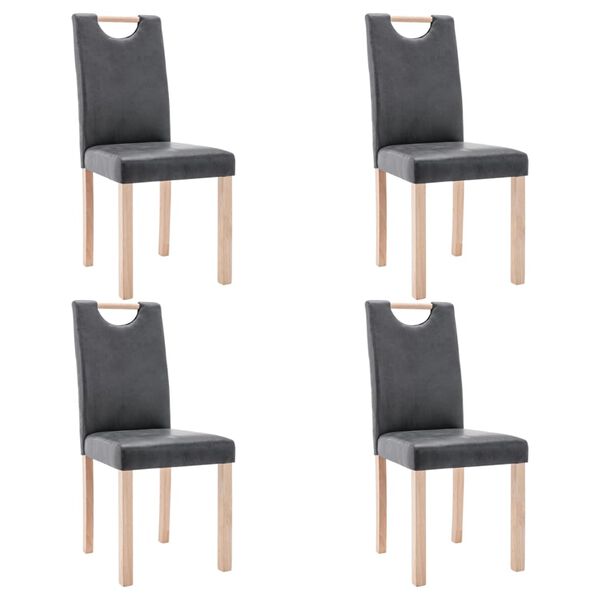 vidaXL Esszimmerst&uuml;hle 4 Stk. Grau Wildleder-Optik