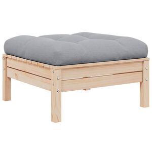 vidaXL Gartenhocker mit Grauem Kissen Massivholz Kiefer