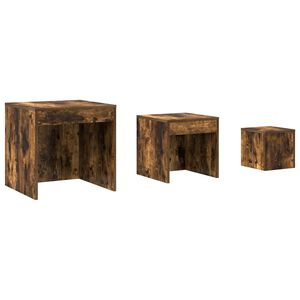 vidaXL Satztische 3 Stk. R&auml;uchereiche Holzwerkstoff