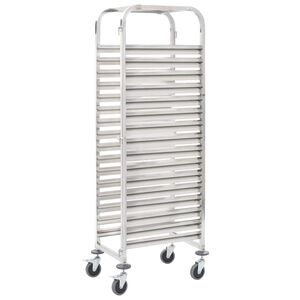 vidaXL Tablettwagen f&uuml;r 16 Tabletts 38x55x163 cm Edelstahl