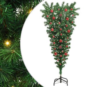 vidaXL Umgedrehter Kunst Weihnachtsbaum mit Kugelset Gr&uuml;n 150 cm PVC