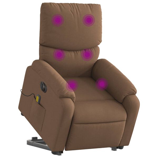 vidaXL Elektrischer Massagesessel mit Aufstehhilfe Braun Stoff