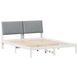 vidaXL Bettrahmen mit Kopfteil Wei&szlig; 160 x 200 cm Massives Kiefernholz