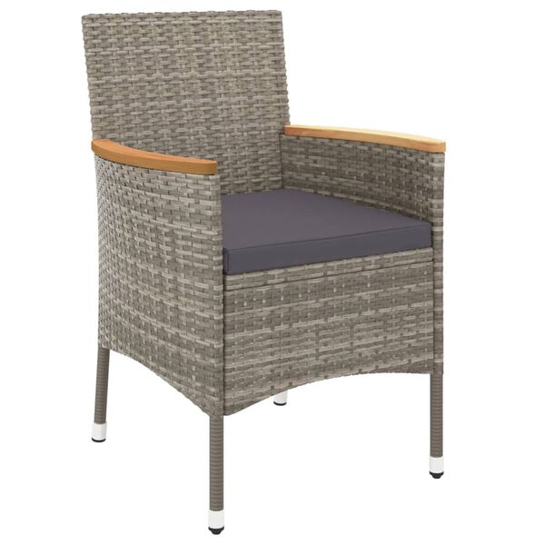 vidaXL 11-tlg. Garten-Essgruppe mit Kissen Grau Poly Rattan