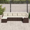 vidaXL Garten-Sofa-Set mit Kissen 7 pcs Braun und Wei&szlig; Poly Rattan