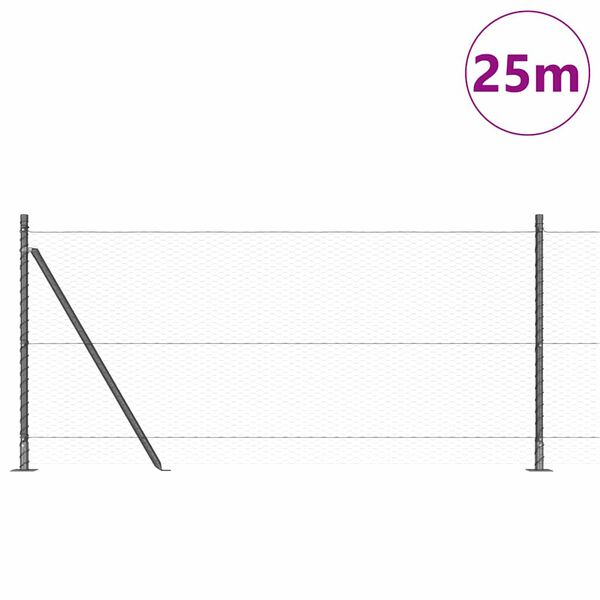 vidaXL Zaunpfosten Grau 25 x 1 m (25 mm Maschen) Stahl
