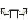 vidaXL 3-tlg. Garten-Essgruppe mit Kissen Schwarz Poly Rattan