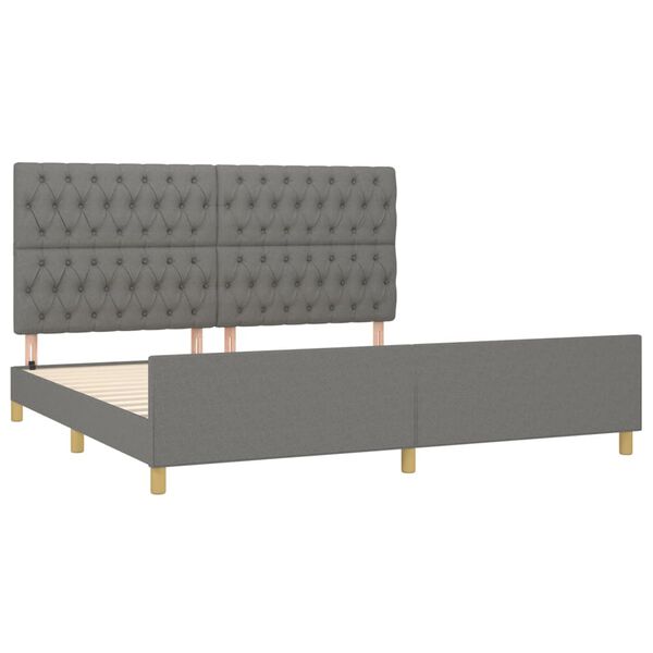 vidaXL Bettgestell mit Kopfteil Dunkelgrau 200x200 cm Stoff