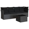 vidaXL 5-tlg. Garten-Sofagarnitur mit Kissen Schwarz Poly Rattan
