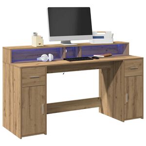 vidaXL LED-Schreibtisch Artisan-Eiche 160x55x91 Holzwerkstoff