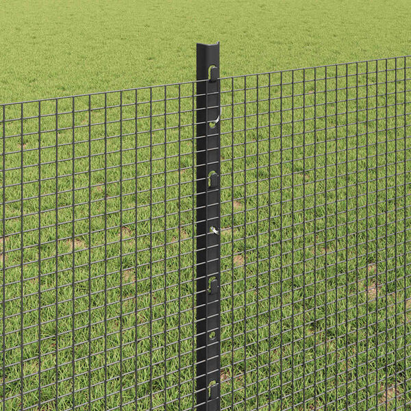 vidaXL Zaun mit Pfosten Grau 0,8 x 100 m Stahl und PVC