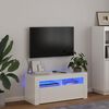 vidaXL TV-Schrank mit LED-Leuchten Hochglanz-Wei&szlig; 90x35x40 cm