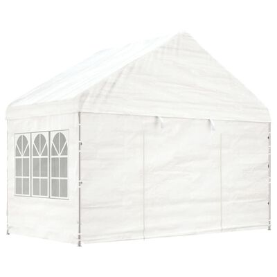 vidaXL Pavillon mit Dach Weiß 13,38x4,08x3,22 m Polyethylen