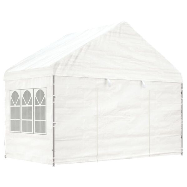 vidaXL Pavillon mit Dach Wei&szlig; 13,38x4,08x3,22 m Polyethylen
