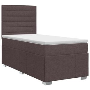 vidaXL Boxspringbett mit Matratze Dunkelbraun 90 x 200 cm Stoff