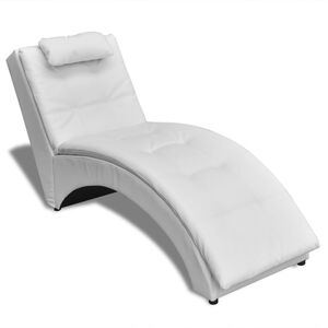 vidaXL Chaiselongue mit Kissen Wei&szlig; Kunstleder