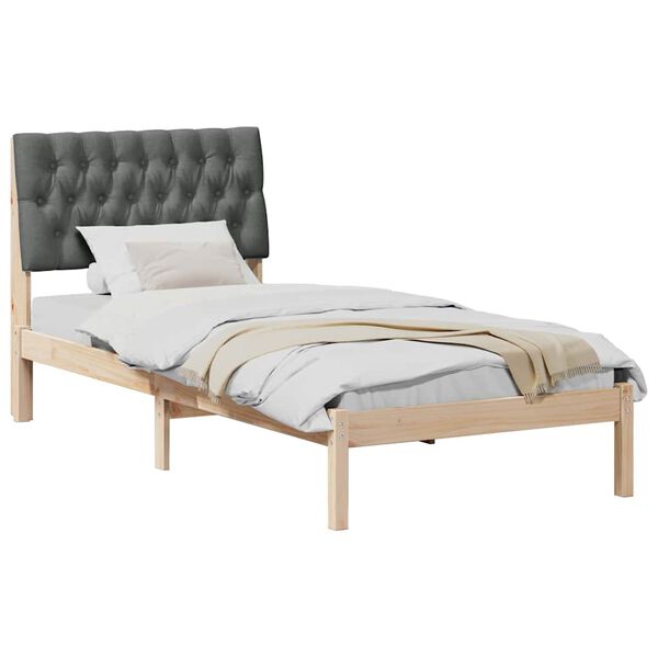 vidaXL Bettgestell mit gepolstertem Kopfteil Braun 90 x 190 cm