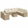 vidaXL 10-tlg. Garten-Sofagarnitur mit Kissen Beige Poly Rattan