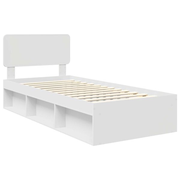 vidaXL Bettrahmen mit Kopfteil Wei&szlig; 75 x 190 cm Massives Kiefernholz