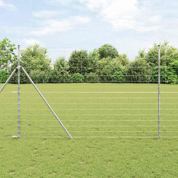 vidaXL Feldzaun Silber 50 x 1,6 m Verzinkter Stahl