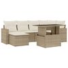 vidaXL 7-tlg. Garten-Sofagarnitur mit Kissen Beige Poly Rattan