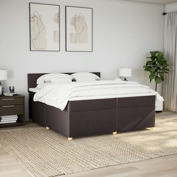 vidaXL Boxspringbett mit Matratze Dunkelbraun 200x200 cm Stoff